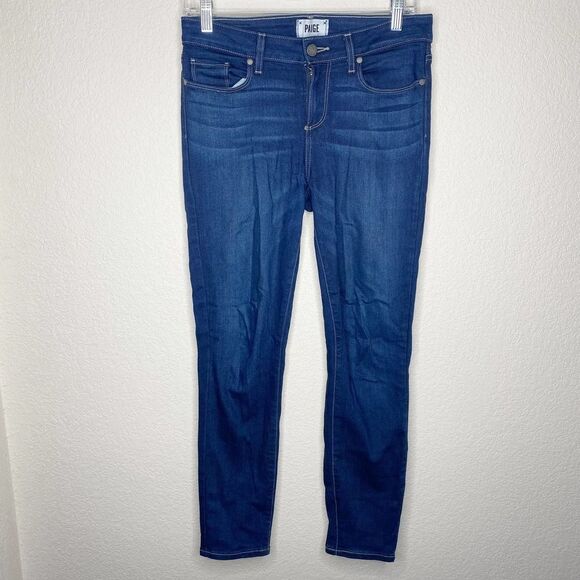 PAIGE Verdugo Ankle Mid Rise Skinny Jeans Bowie Wash Medium/Dark Wash Size 27 - Picture 2 of 7